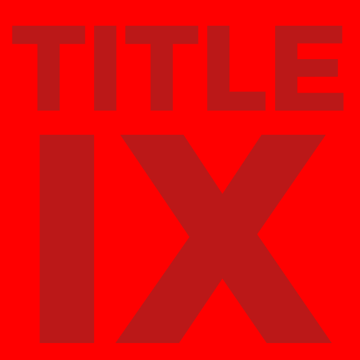 The words "title IX" written in dark red on a light red background.
