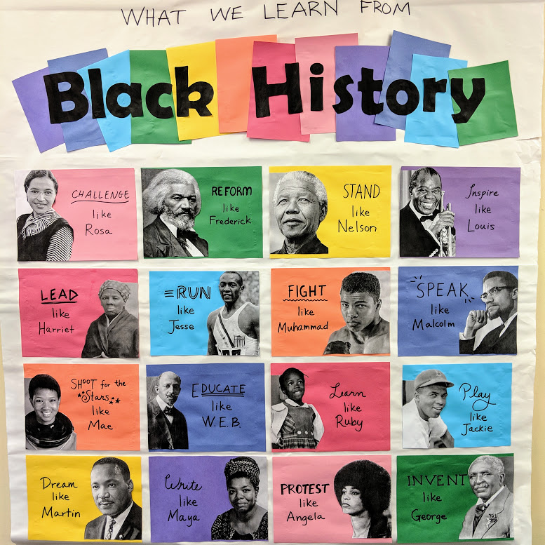 A poster that recognizes influential Black people throughout American history.