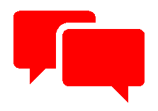 An illustration of two red dialogue boxes