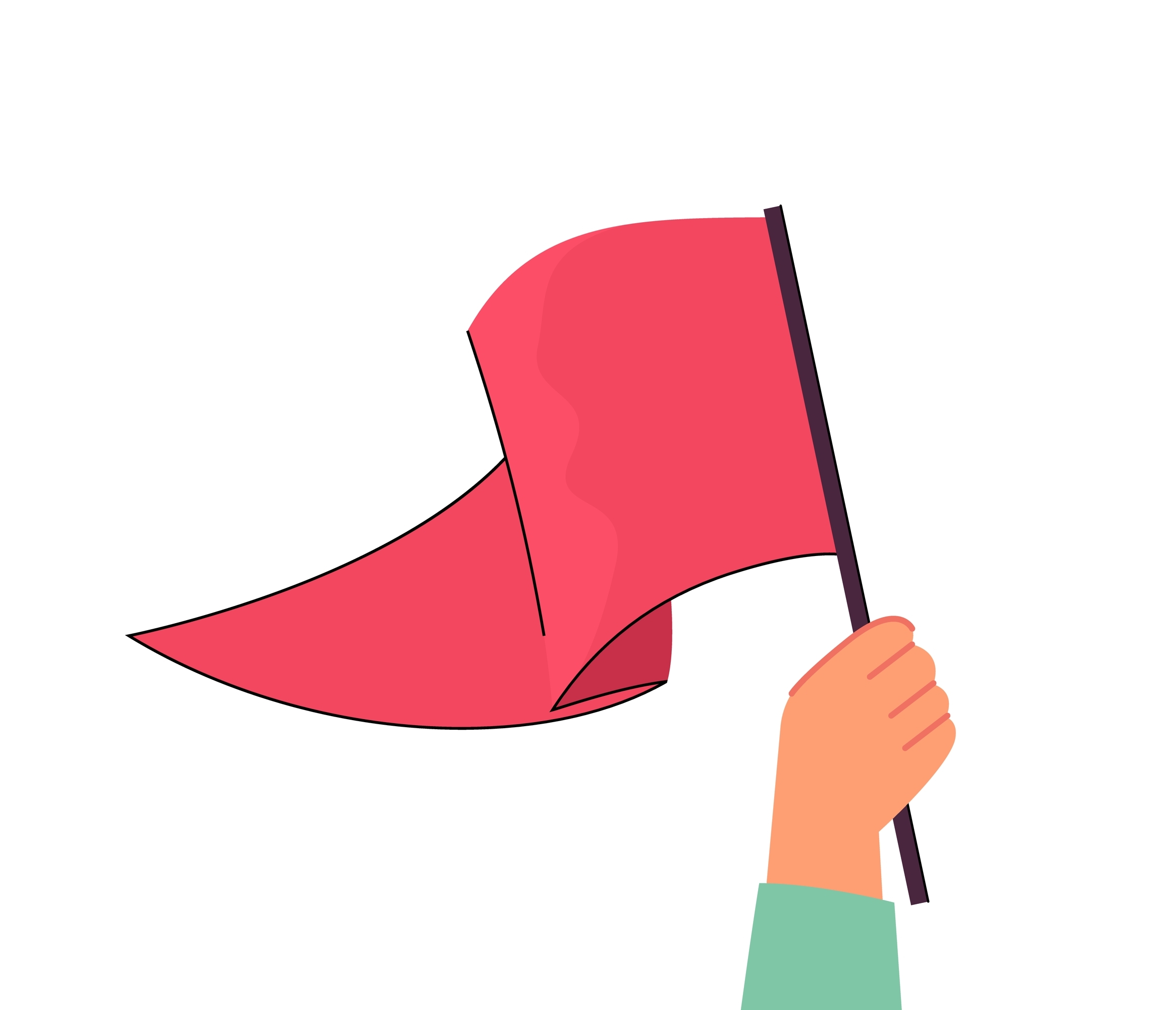 red flag in hand illustration